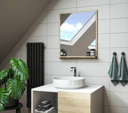 Spiegel mit Ablage, Eiche Sonoma, Badezimmerspiegel
